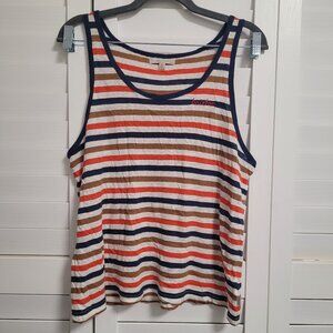 Brixton Hilt Linen Striped Tank Off-white Medium